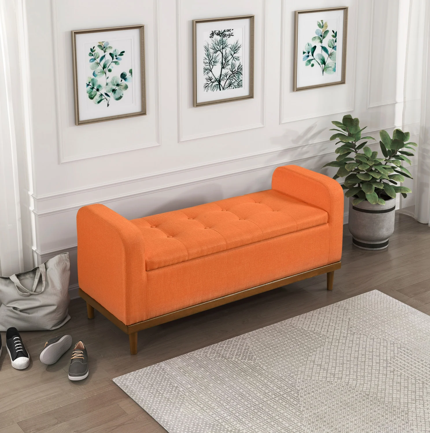 Elayne Ottoman Bench - Orange - Image 2
