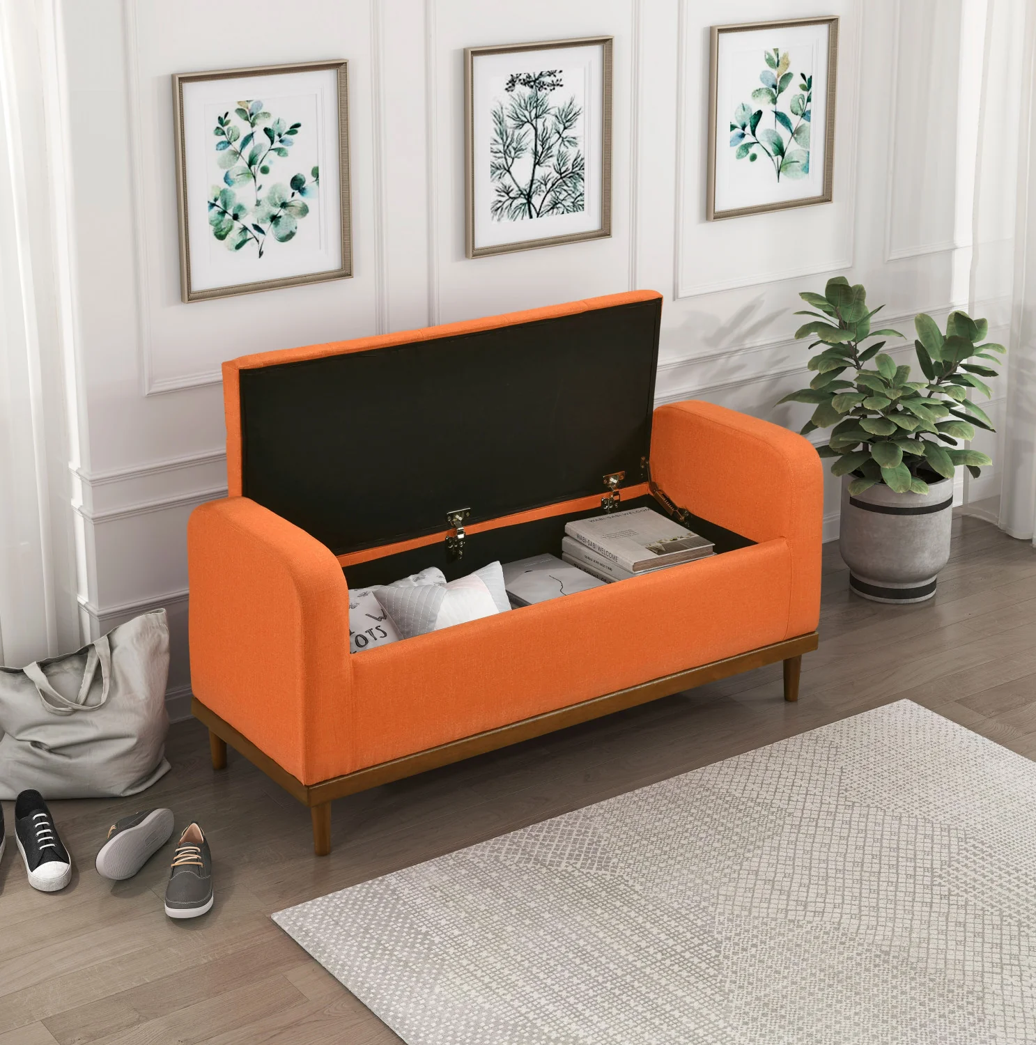 Elayne Ottoman Bench - Orange - Image 3