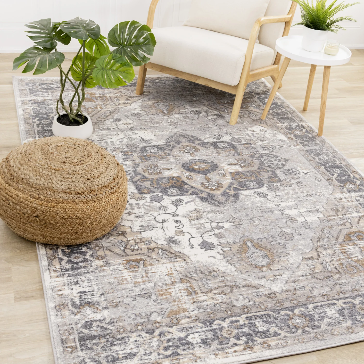 Elegant Traditional Area Rug - 5' X 8' - Grey/Brown - Image 2
