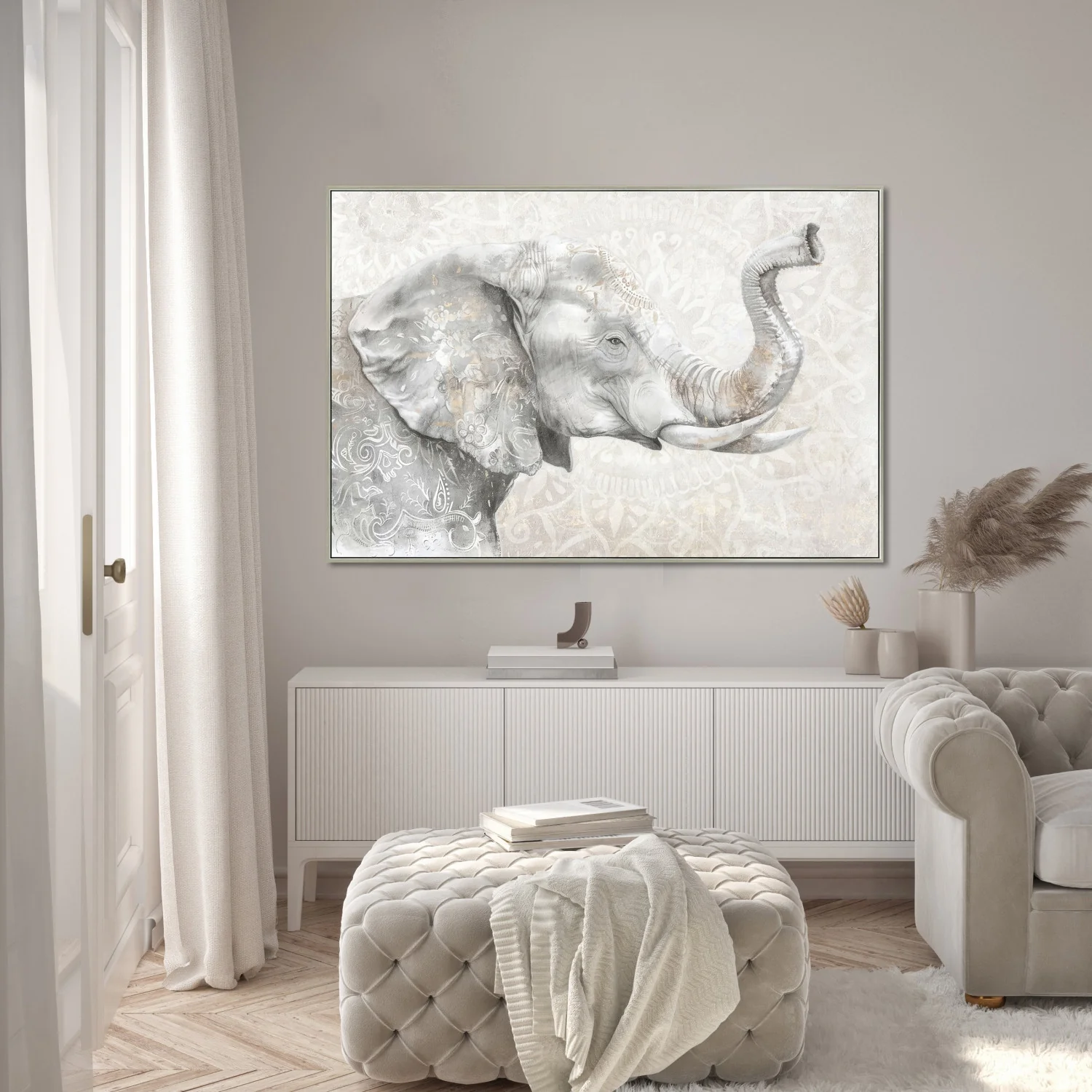 Elephant Reverie Wall Art - Grey/Beige - 32 X 48 - Image 2