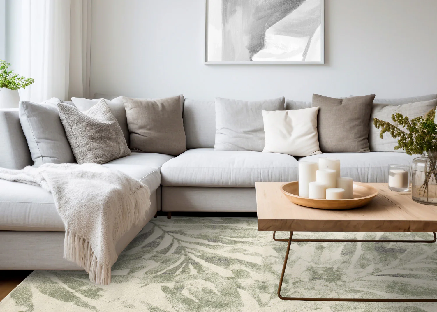 Elise Contemporary Botanical Area Rug - 8' X 11' - Cream/Green - Image 3