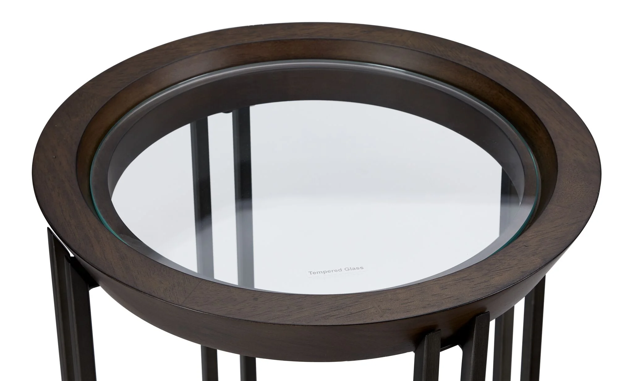 Elora 16" Round Accent Table - Walnut and Tarnished Silver Finish - Image 3