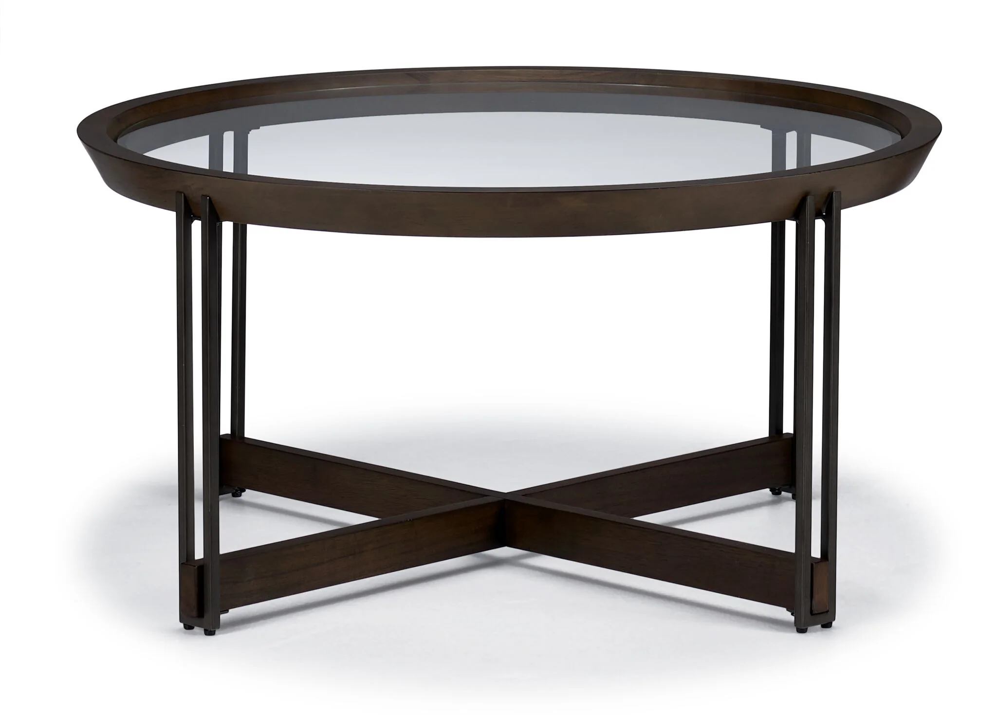 Elora 36" Round Coffee Table - Walnut and Tarnished Silver Finish - Image 2