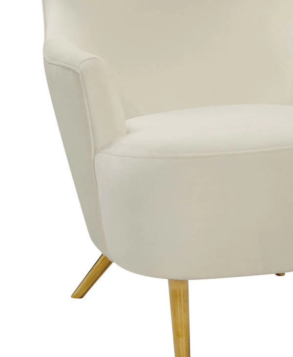 Elray Velvet Wingback Accent Chair - Cream - Image 7