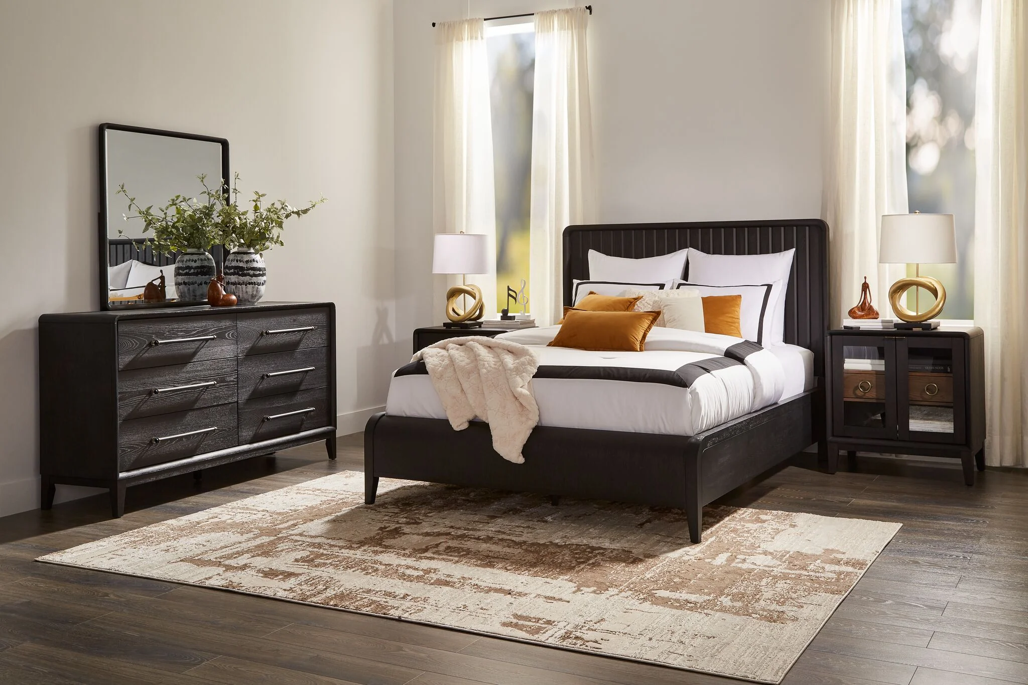 In Harmony - Elure 6 - Piece Queen Waterfall Panel Bedroom Set - Peppercorn - Image 2