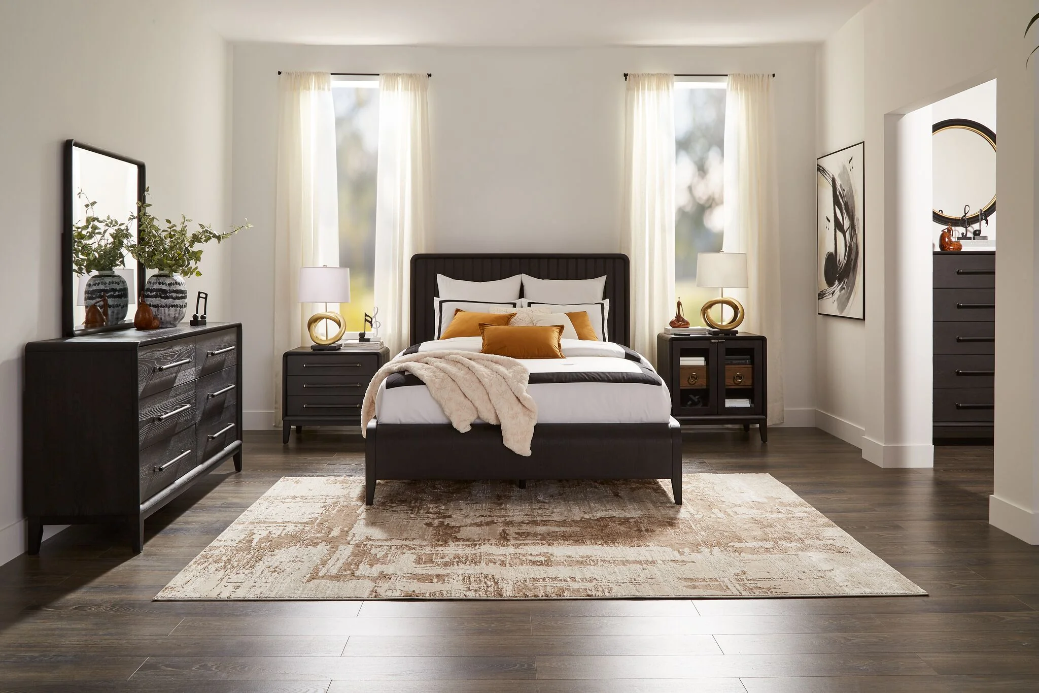 In Harmony - Elure 6 - Piece Queen Waterfall Panel Bedroom Set - Peppercorn - Image 3