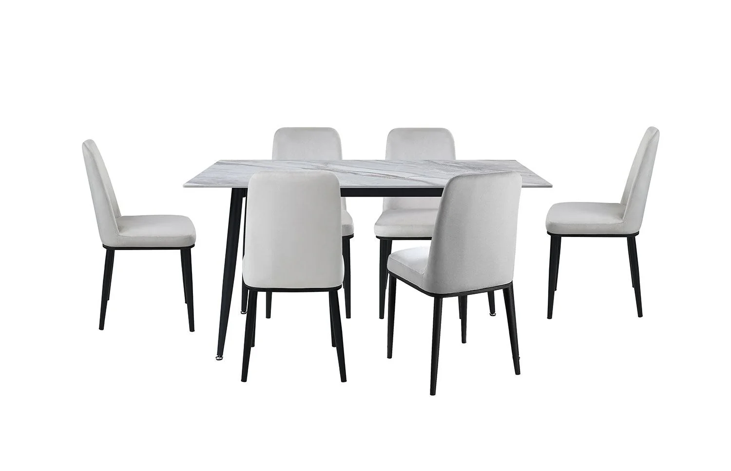 Emberly 7-Piece Sintered Dining Set - Beige, Black - Image 2