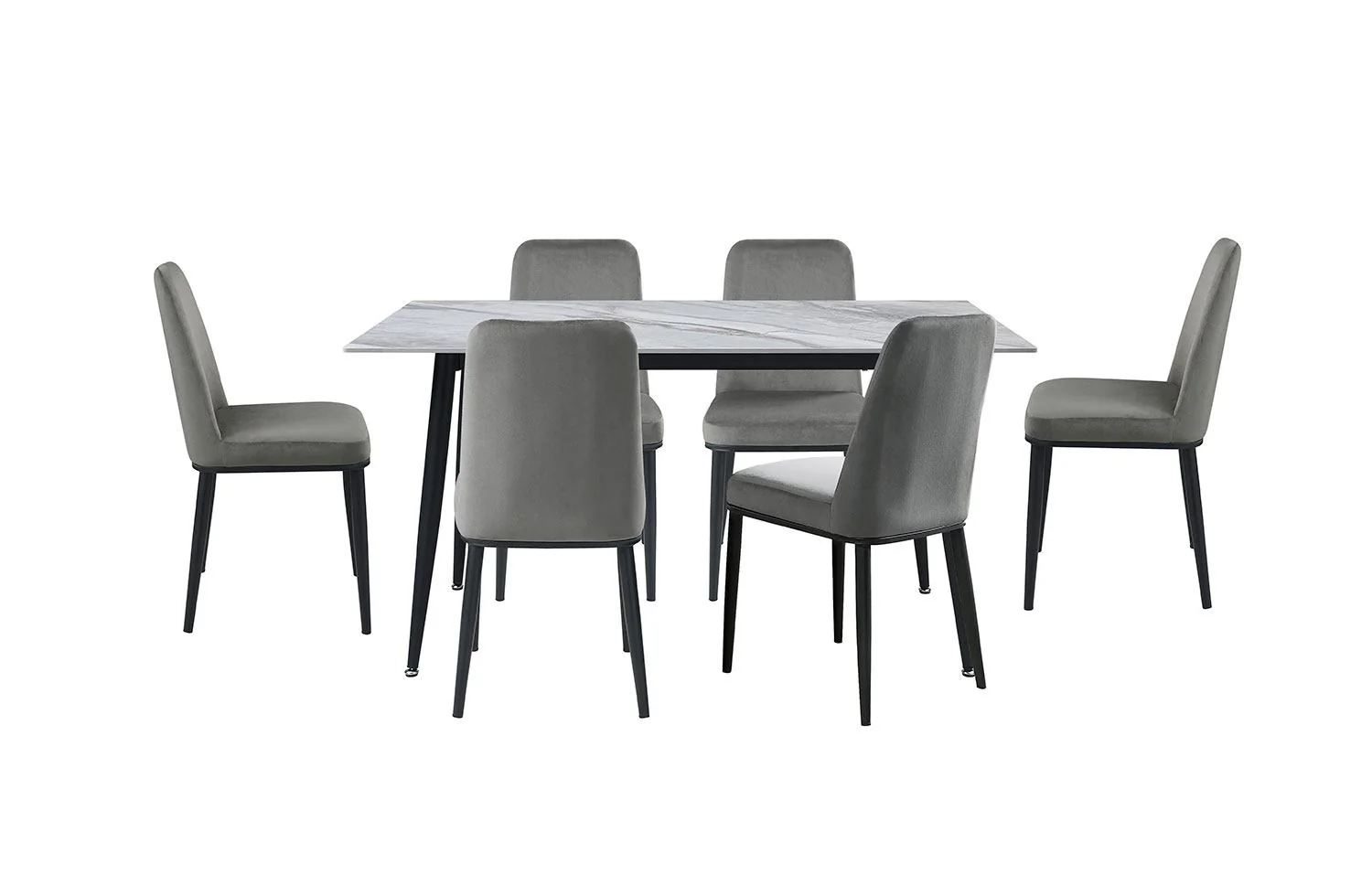 Emberly 7-Piece Sintered Dining Set - Grey, Black - Image 3