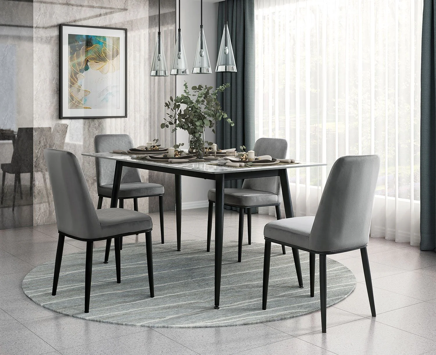 Emberly Dining Chair - Grey, Black - Image 2