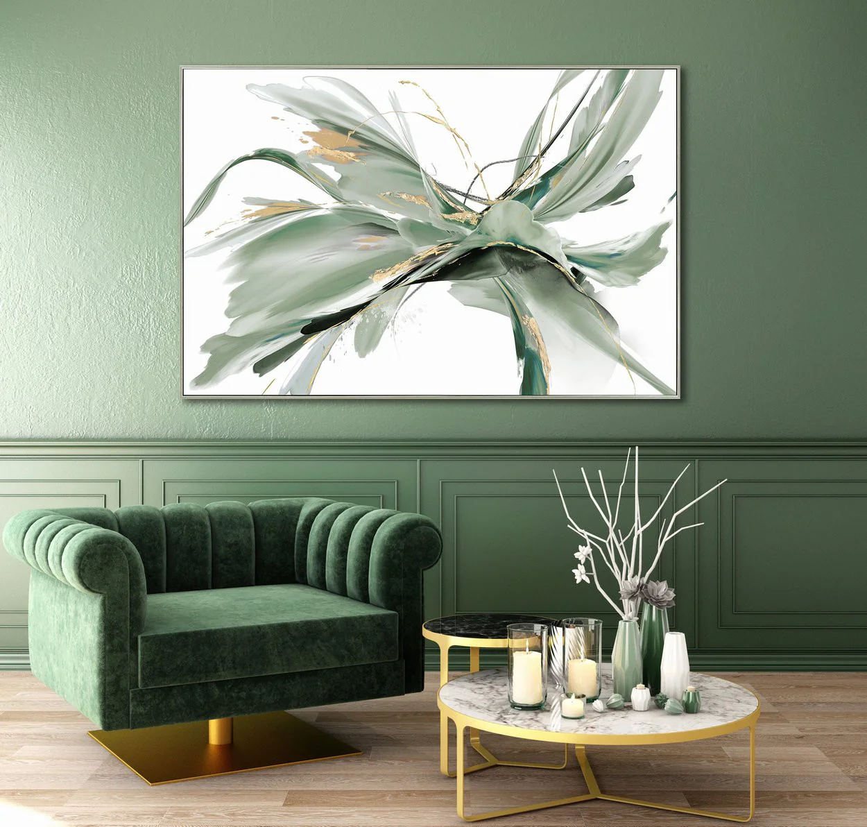 Emerald Burst Wall Art - Green - 32 X 48 - Image 2