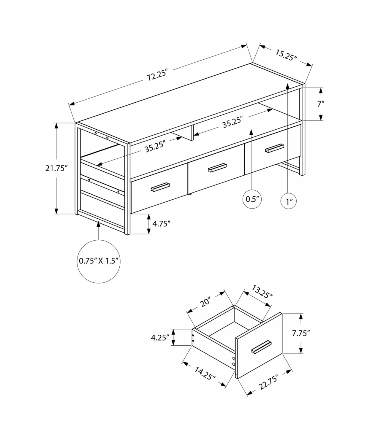 Encore 72" TV Stand - Black - Image 3