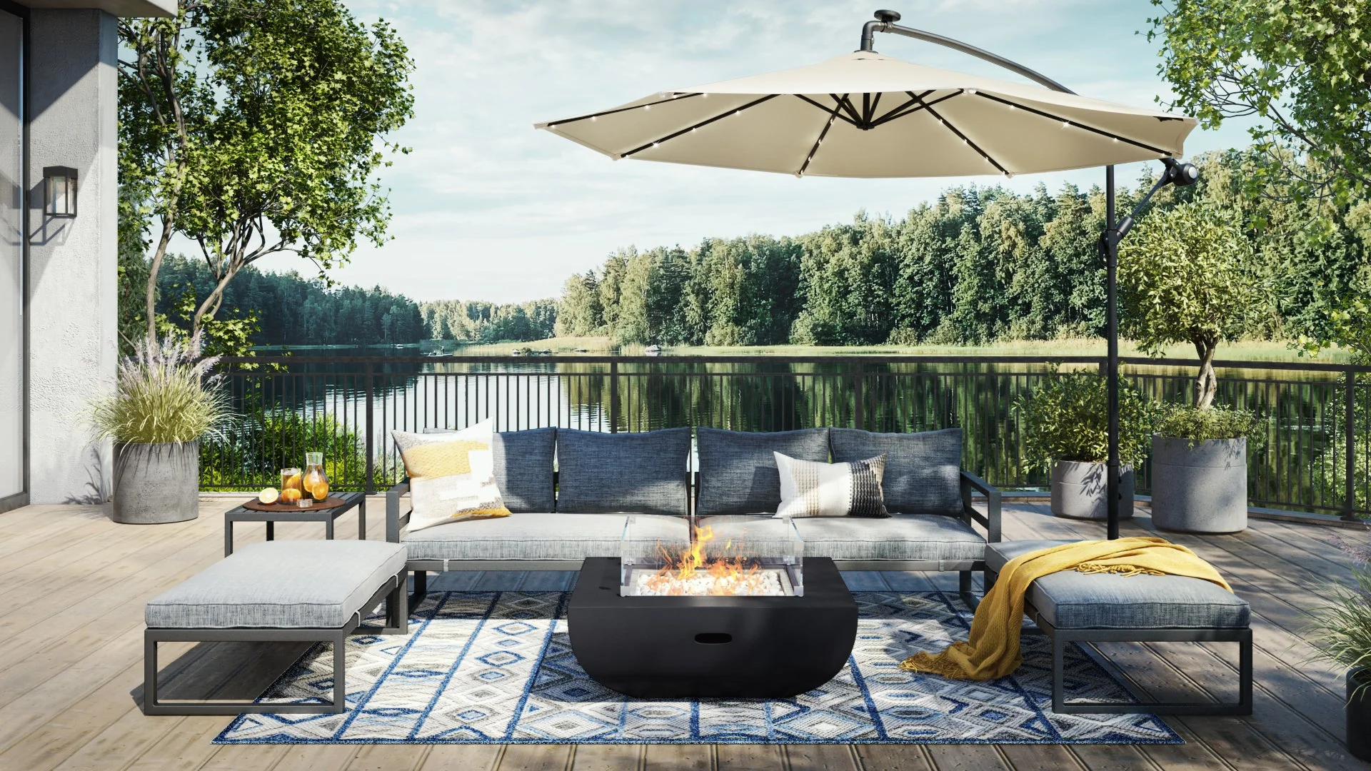 Endless Shores 5-Piece Modular Outdoor Conversation Set - Grey - Image 2
