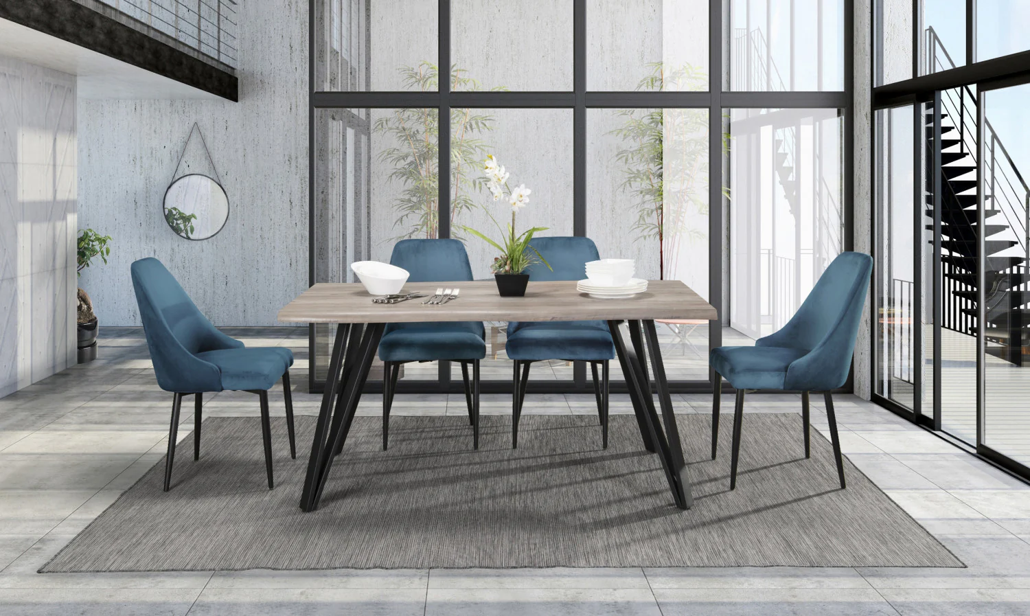 Eugenie Velvet Dining Chair - Blue - Set of Two - Image 4