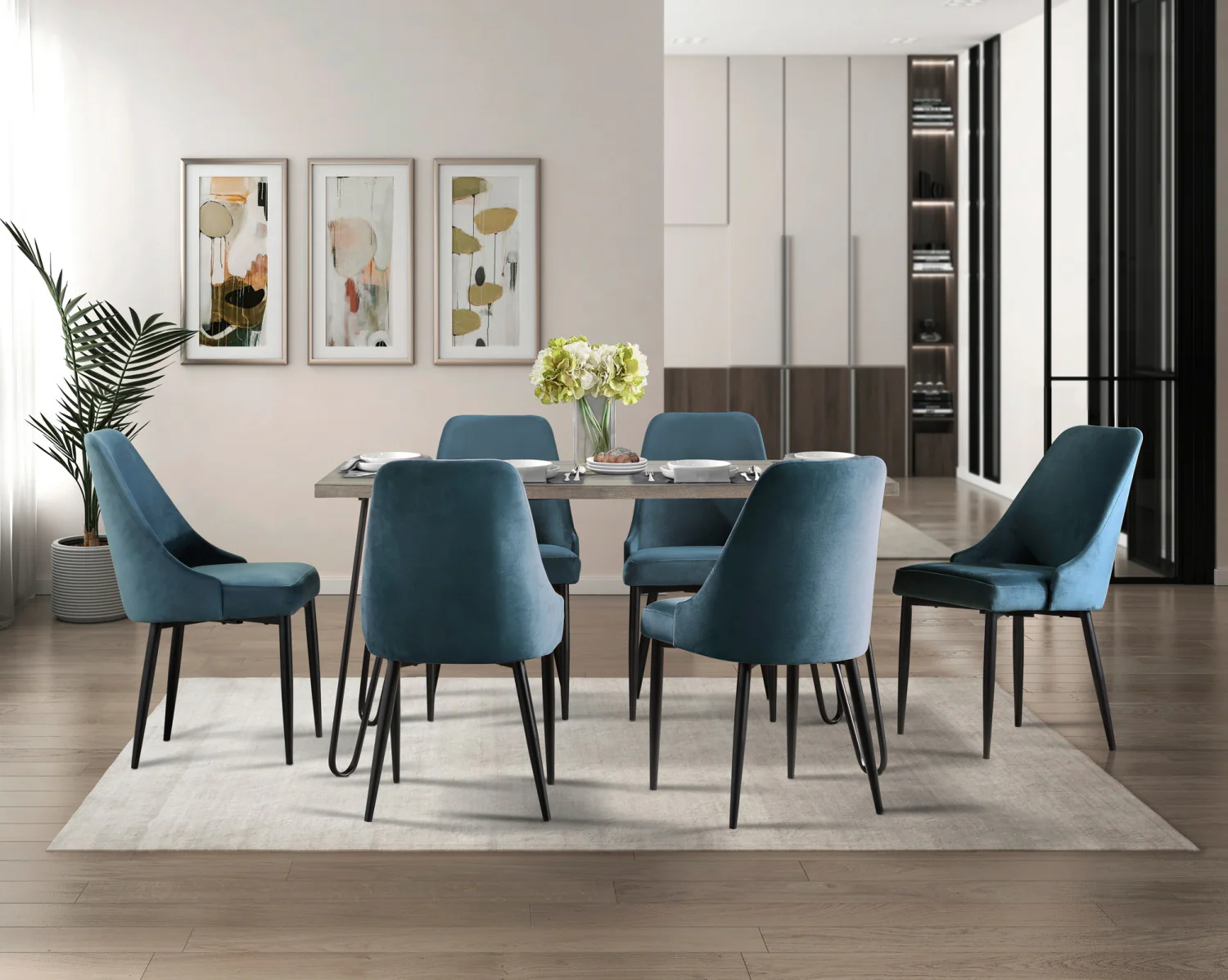 Eugenie Velvet Dining Chair - Blue - Set of Two - Image 5