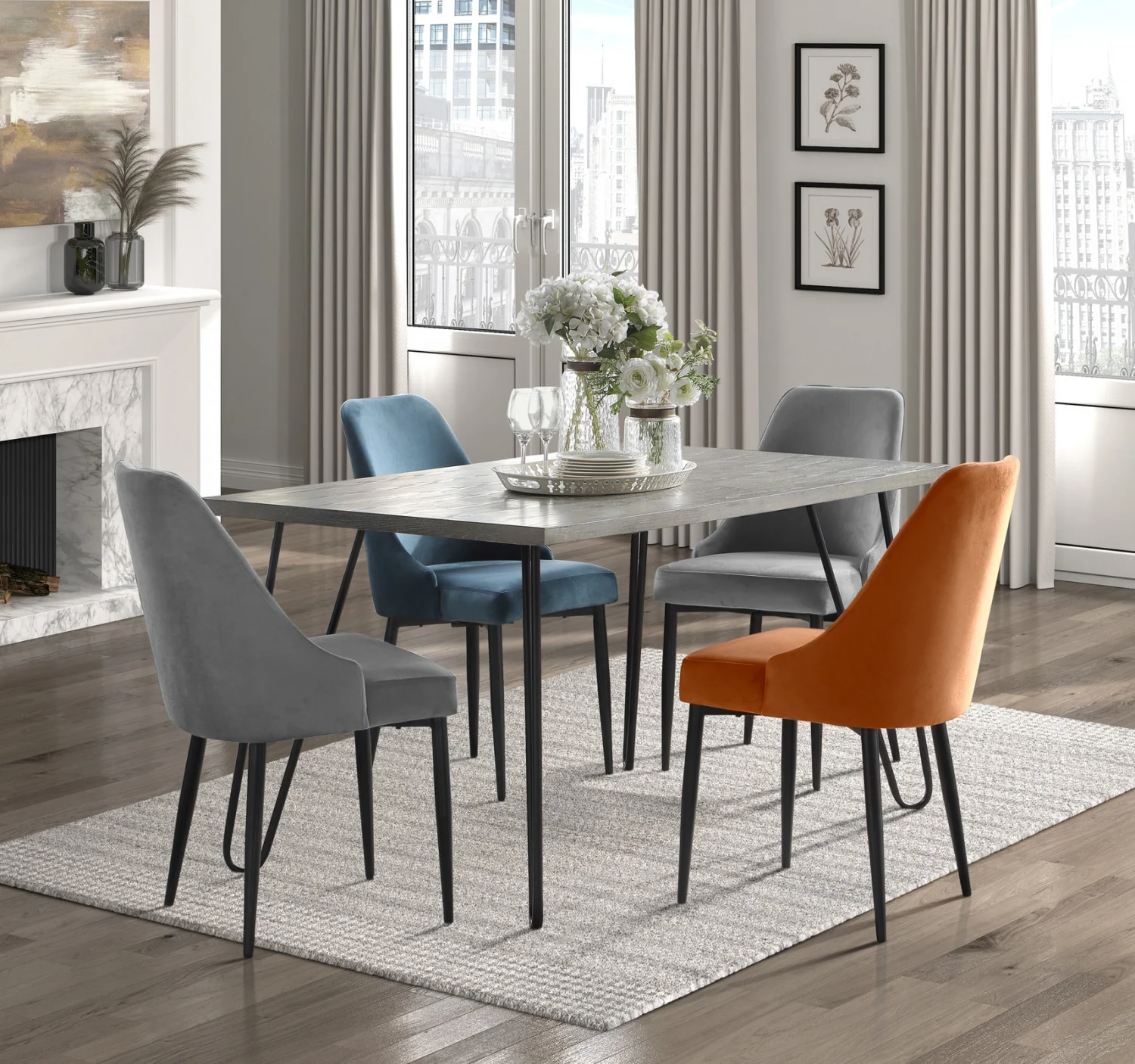 Eugenie Velvet Dining Chair - Blue - Set of Two - Image 7