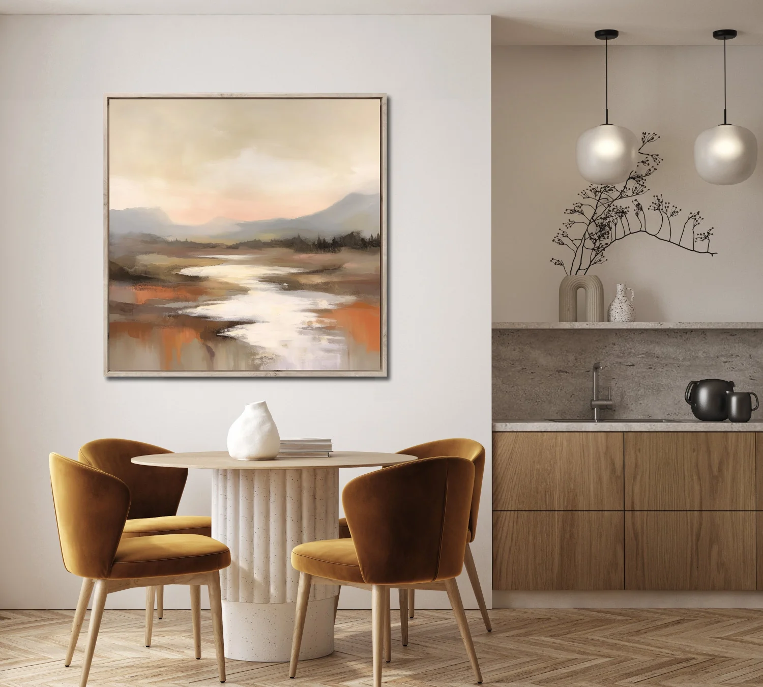 Evening Flow Wall Art - Brown/Beige - 36 X 36 - Image 2