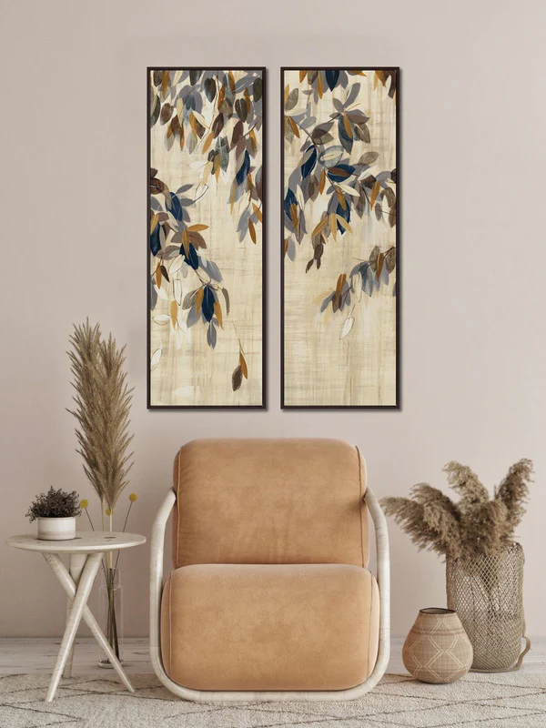 Falling Leaves II Wall Art - Copper/Blue - 17 X 49 - Image 2