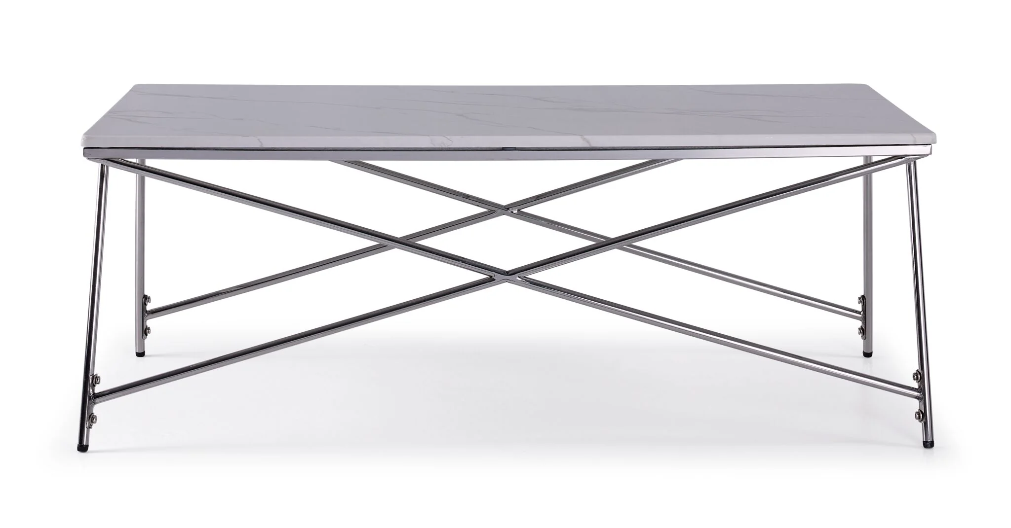 Farah 48" Coffee Table - White and Chrome - Image 2