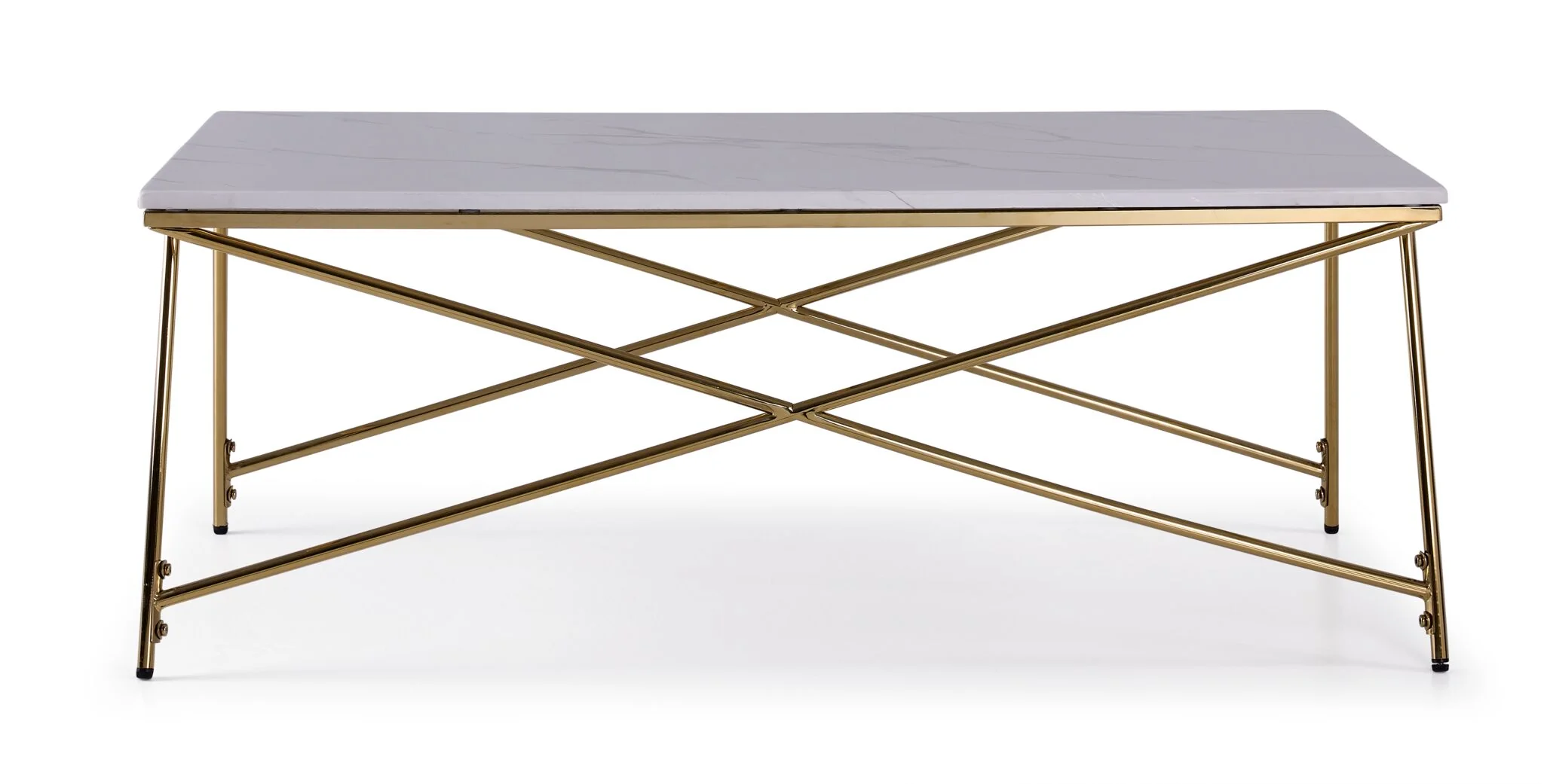 Farah 48" Coffee Table - White and Gold - Image 2