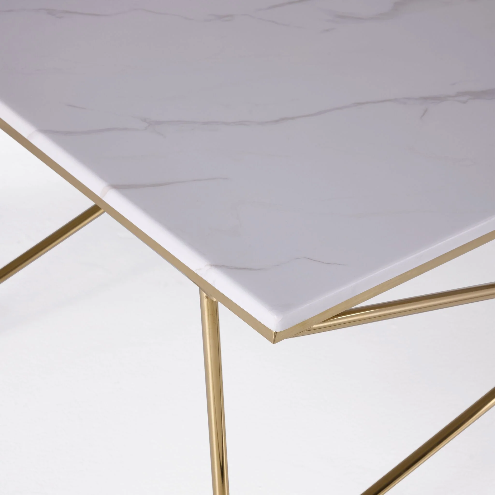 Farah 48" Coffee Table - White and Gold - Image 3