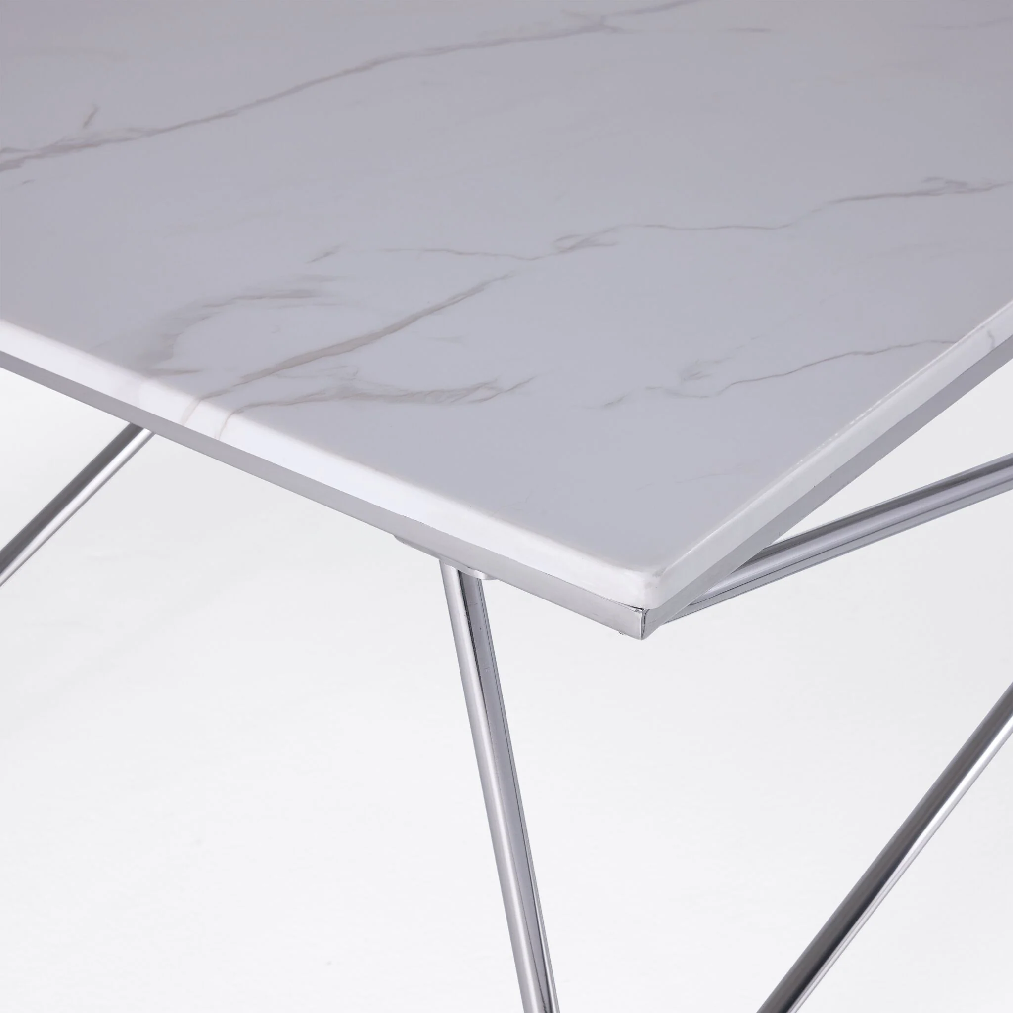 Farah 47" Sofa Table - White and Chrome - Image 3