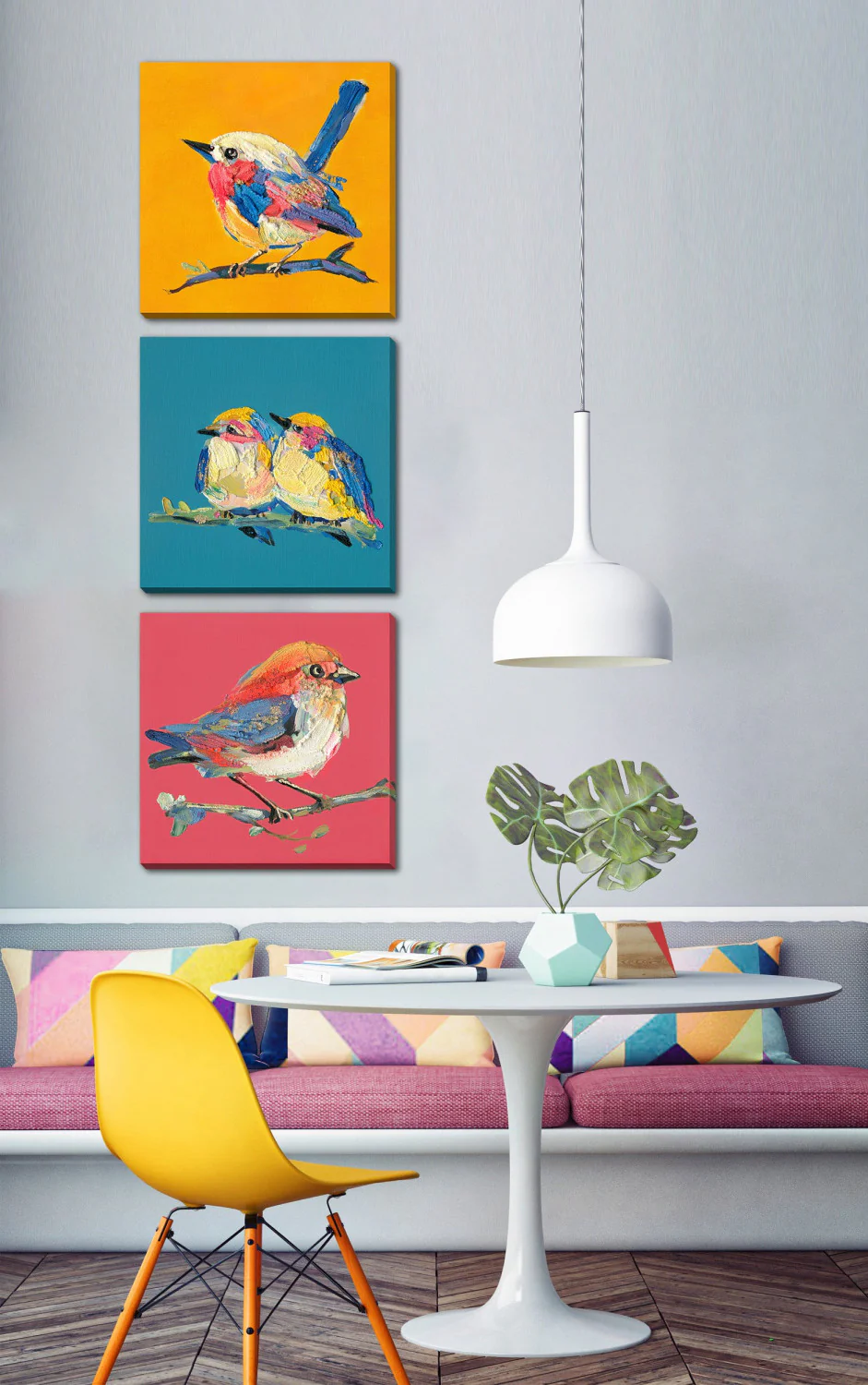 Feathered Friend Wall Art - Red - 16 X 16 - Image 2