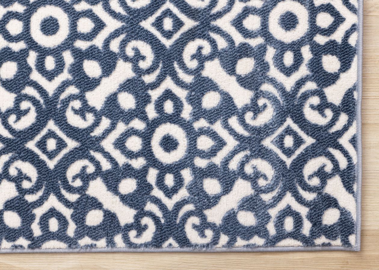 Feeling Connected 7'10" x 10'6" Damask Design Area Rug - Blue - Image 3
