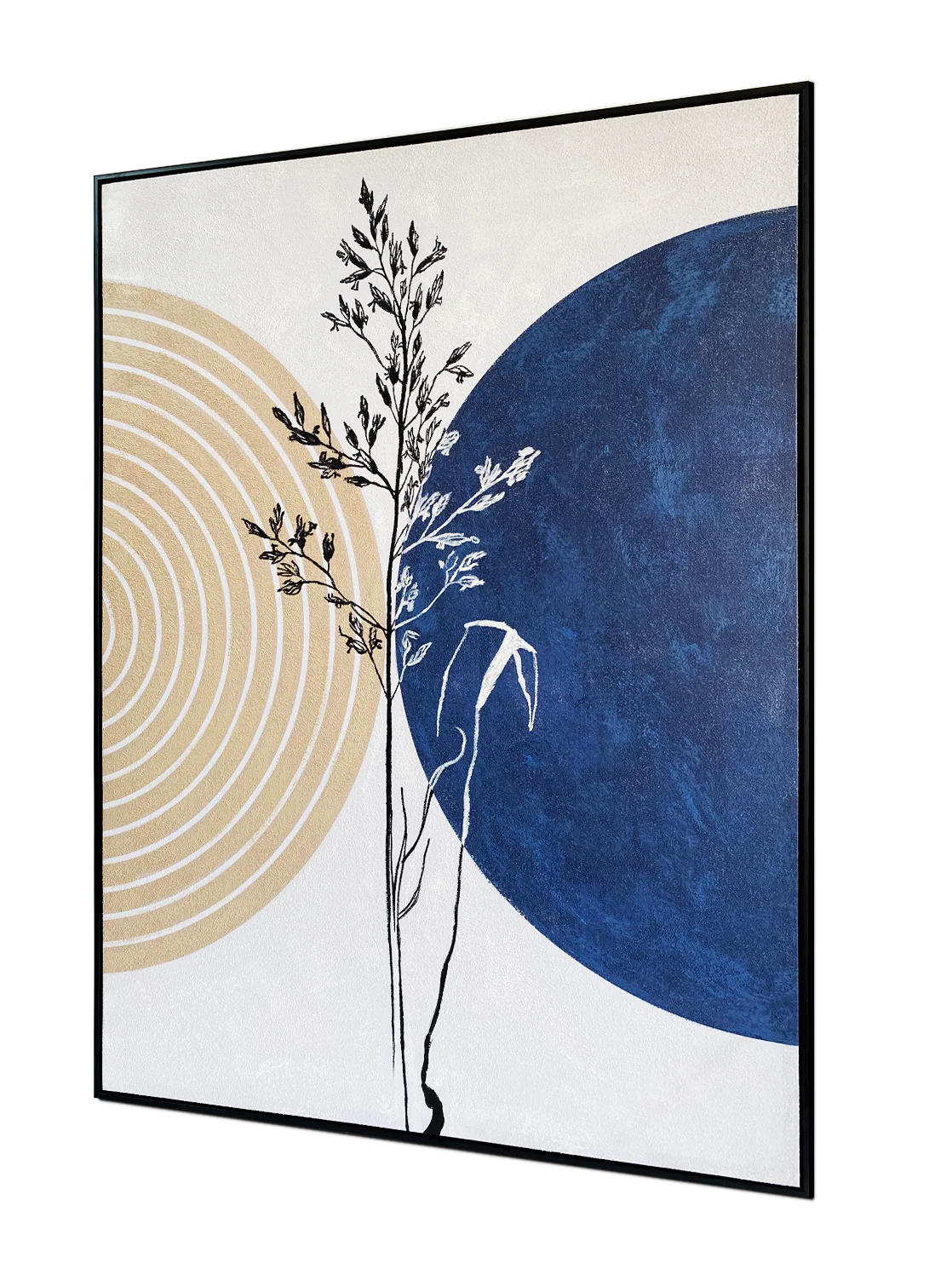 Feeling Connected Abstract Wall Art - Beige & Blue - Image 3