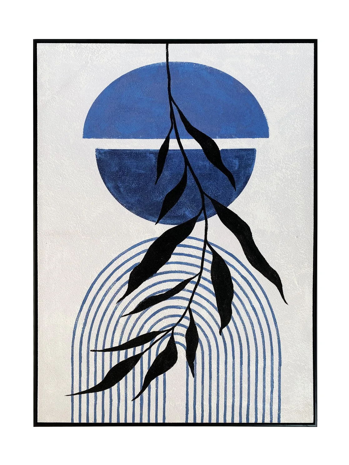 Feeling Connected Abstract Wall Art - Black & Blue - Image 3