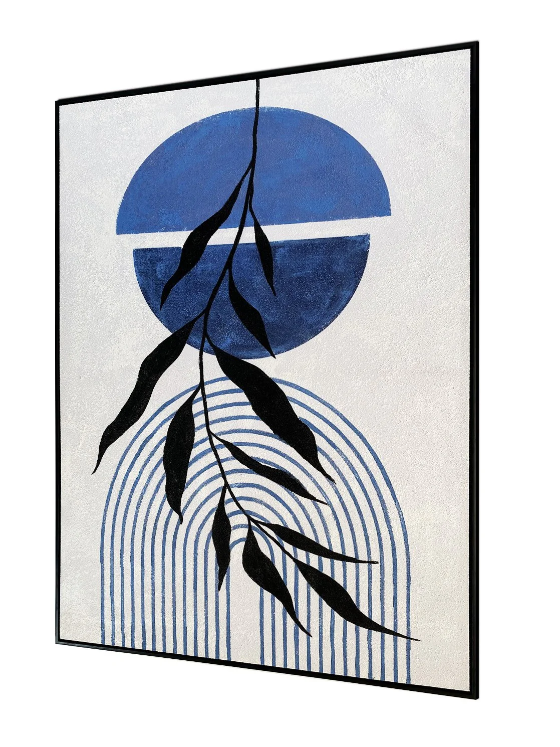 Feeling Connected Abstract Wall Art - Black & Blue - Image 4