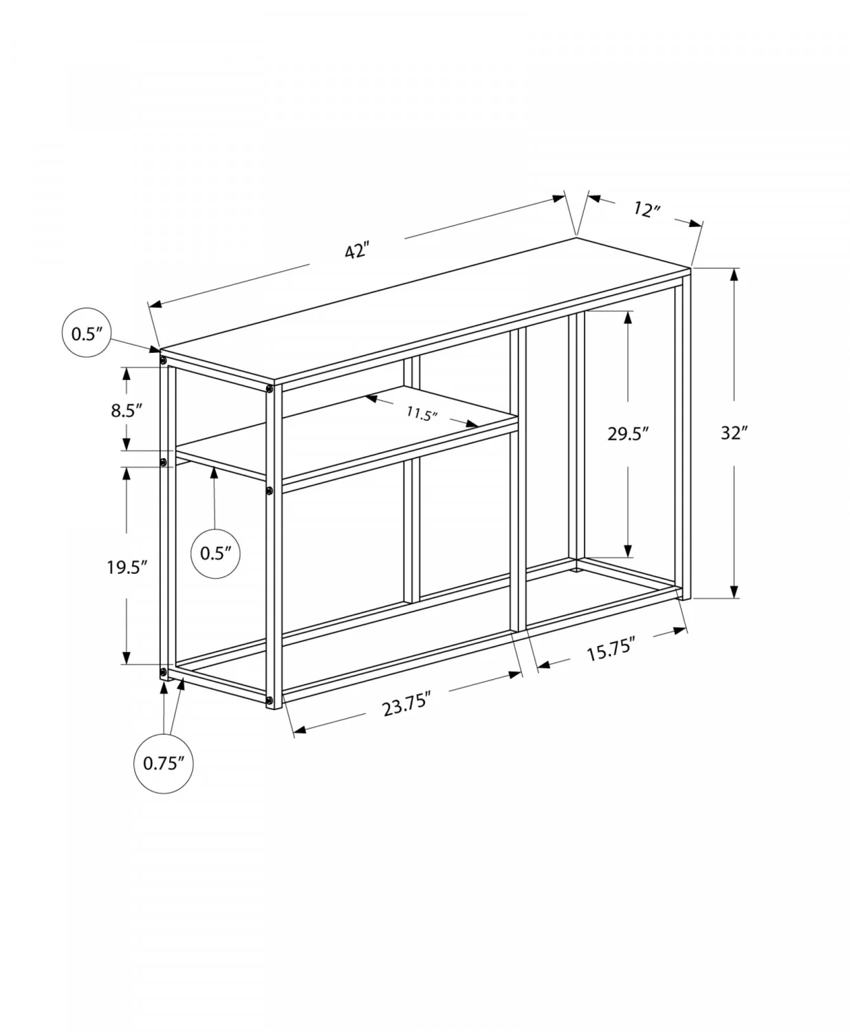 Felka Sofa Table - Grey - Image 3