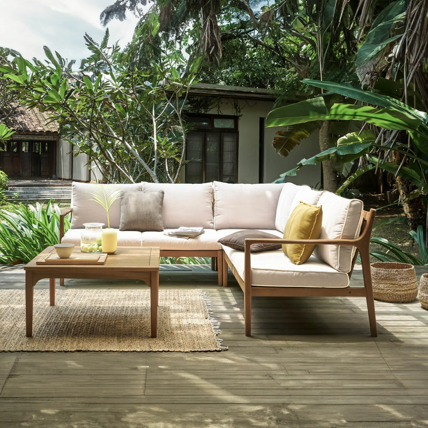Fernlow Outdoor Square Coffee Table - Natural - Image 2
