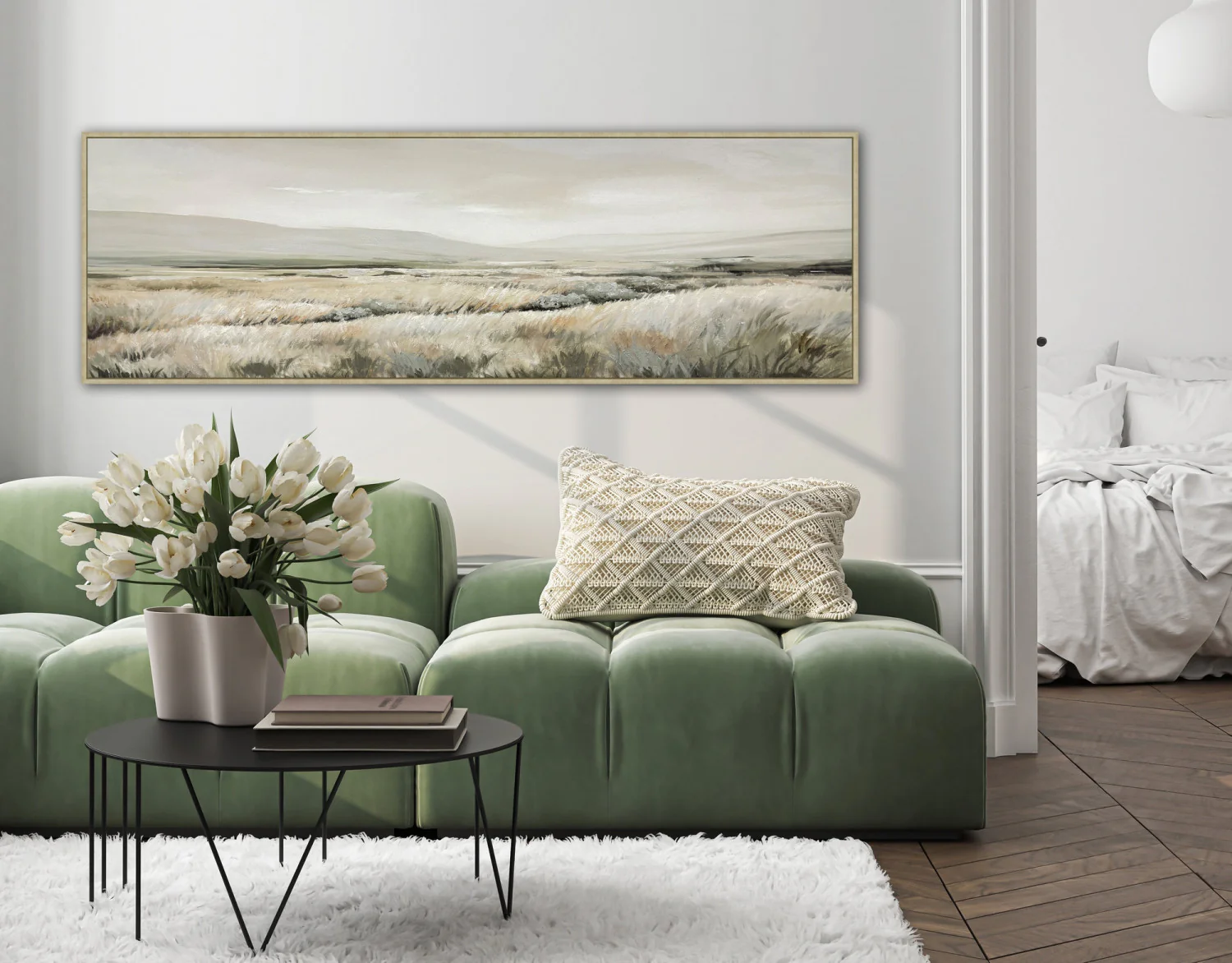 Fields of Whisper Wall Art - Grey/Beige - 20 X 60 - Image 2