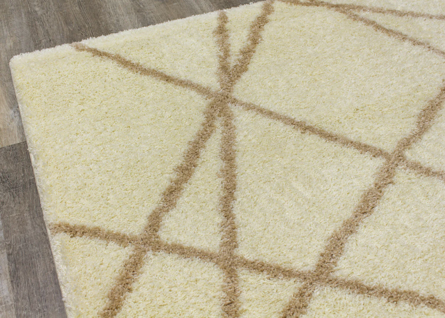 Finesse Lines Crossing Shag Area Rug - 8' X 11' - Cream/Beige - Image 9