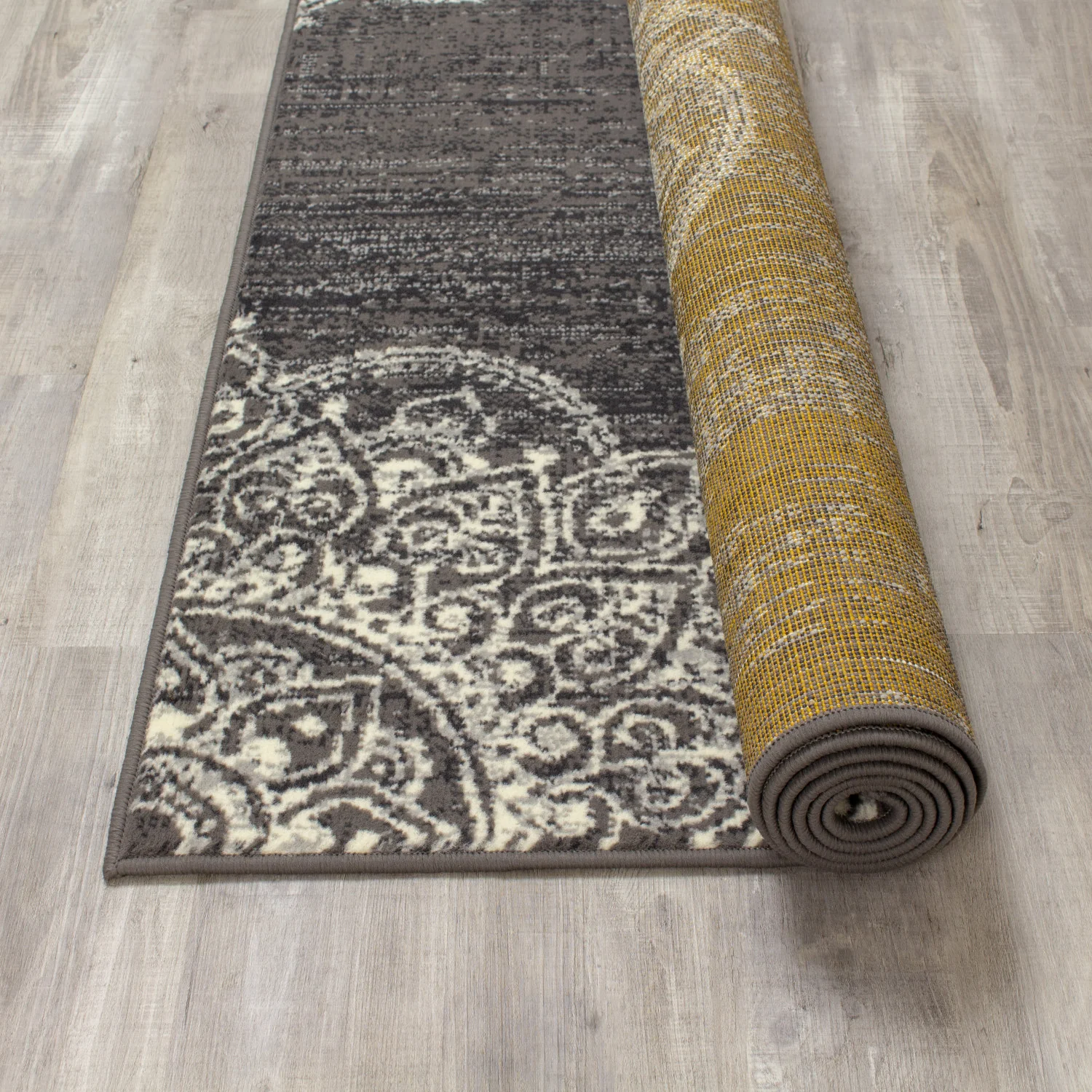 Fiona Medallion Stamps Area Rug - 5' X 7' - Grey/Cream - Image 6
