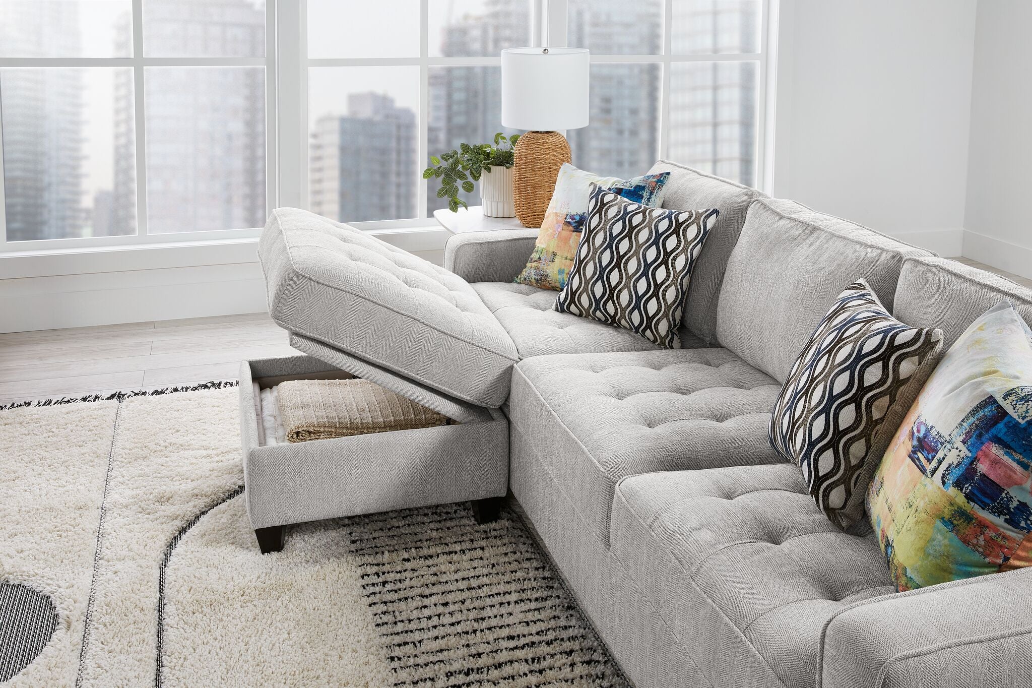 Flipp-it Sofa with Reversible Chaise/Ottoman - Platinum - Image 4