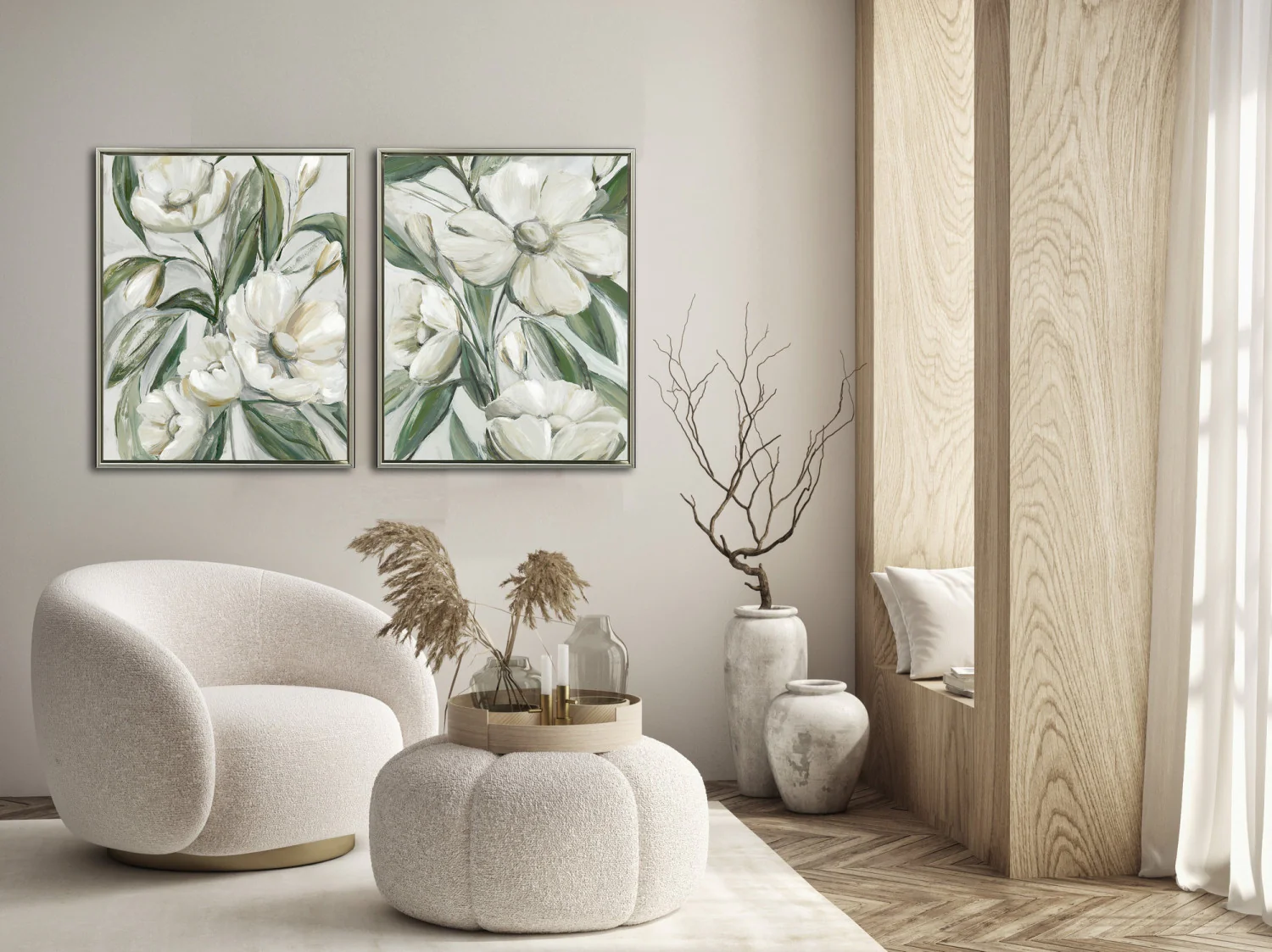 Floral Contrast II Wall Art - White - 30 X 24 - Image 2