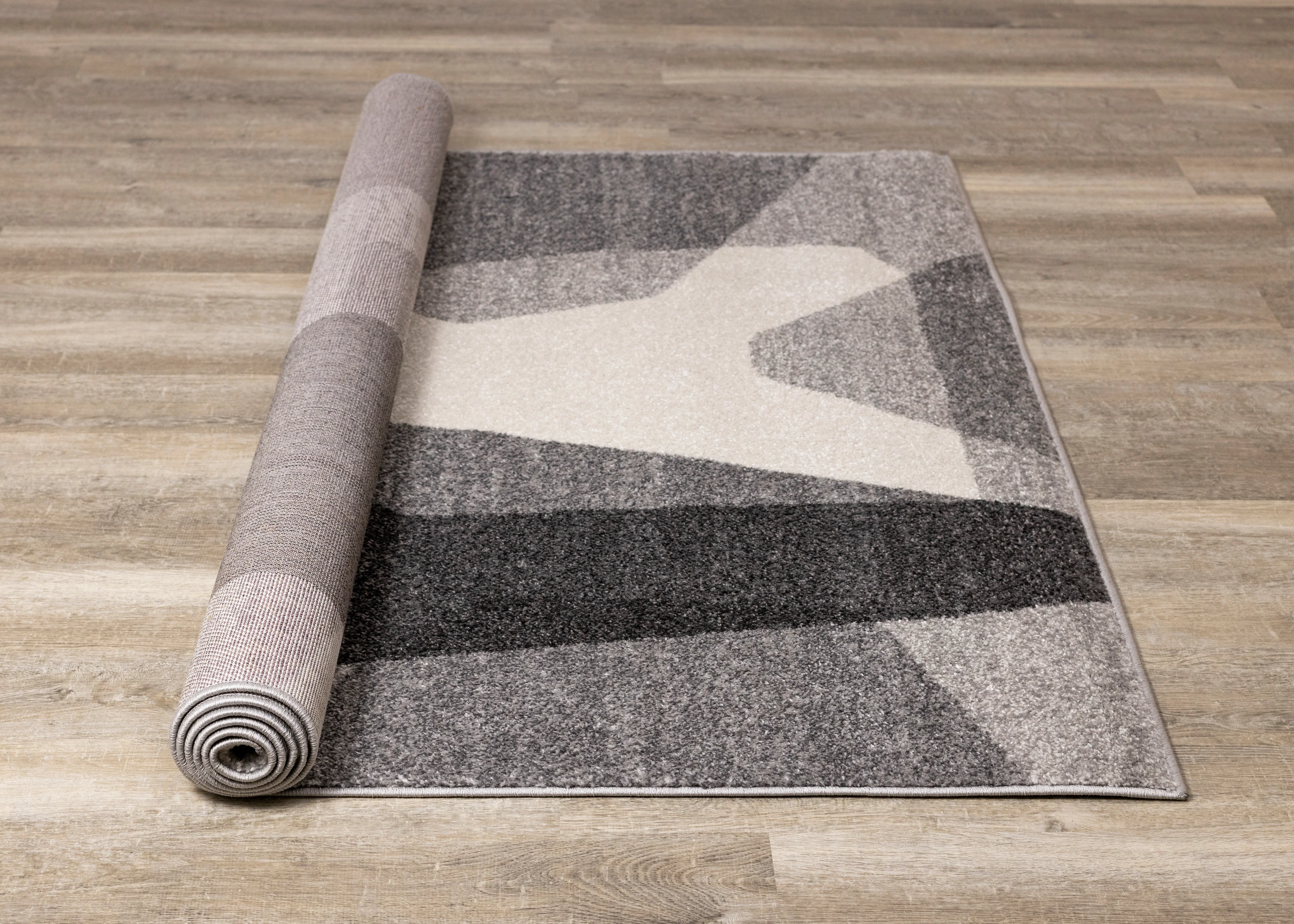 Focus 7'10" x 10'6" Geometric Shapes Area Rug - Grey, White - Image 5