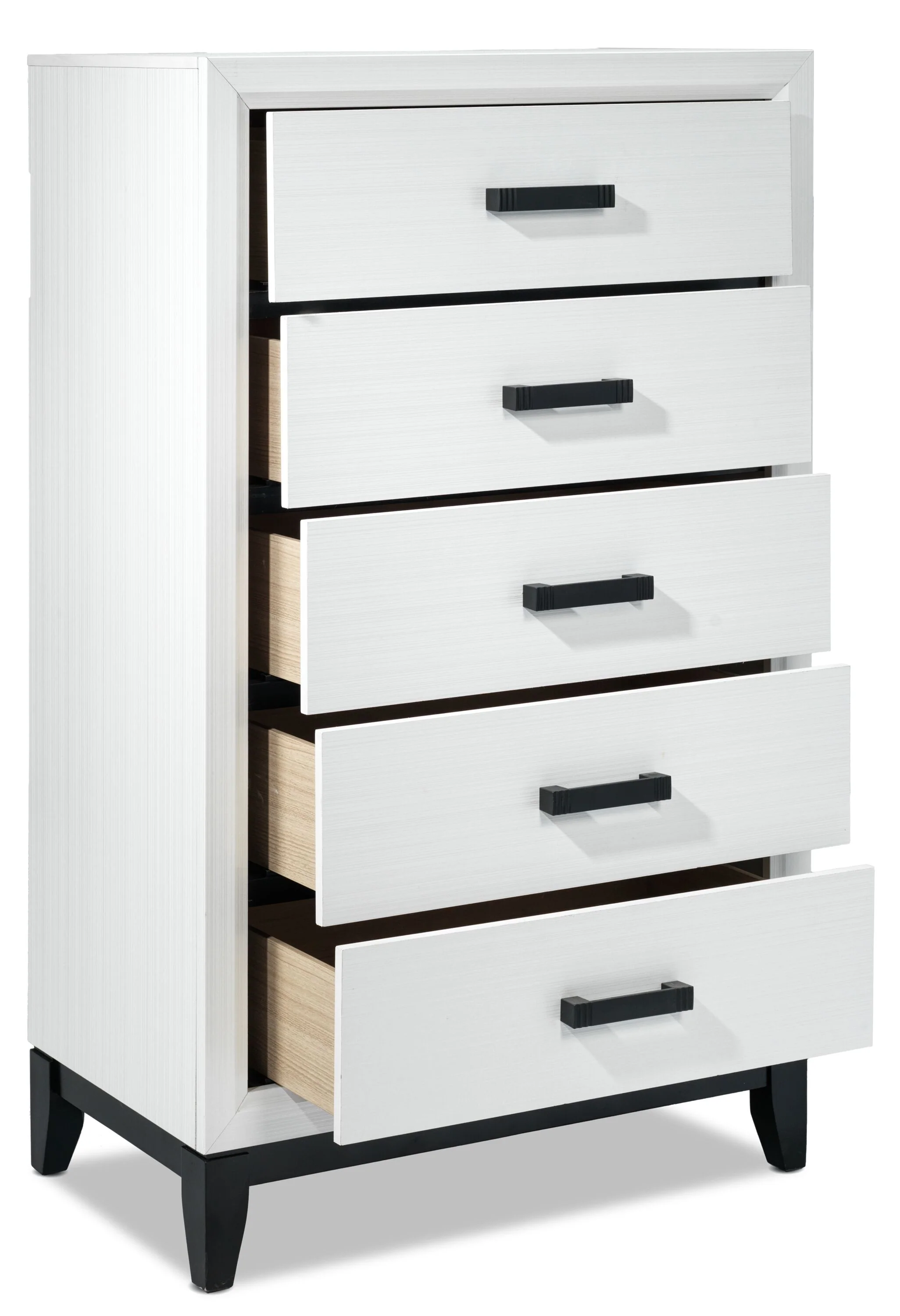 Fog 5-Piece Full Bedroom Package - White, Black - Image 9