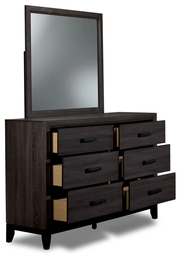 Fog 6-Drawer Dresser - Grey, Black - Image 2