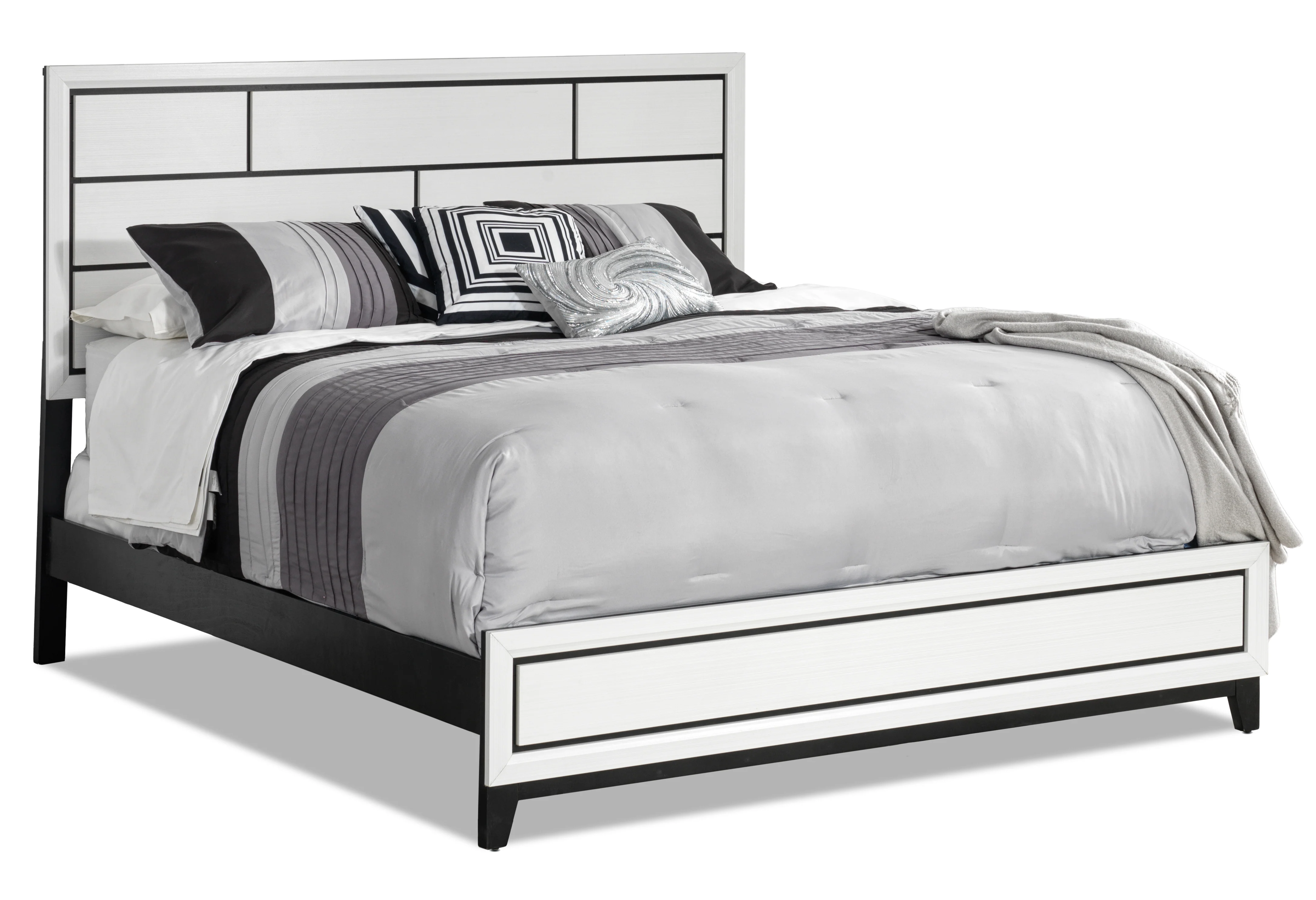 Fog 6-Piece King Bedroom Package - White, Black - Image 3