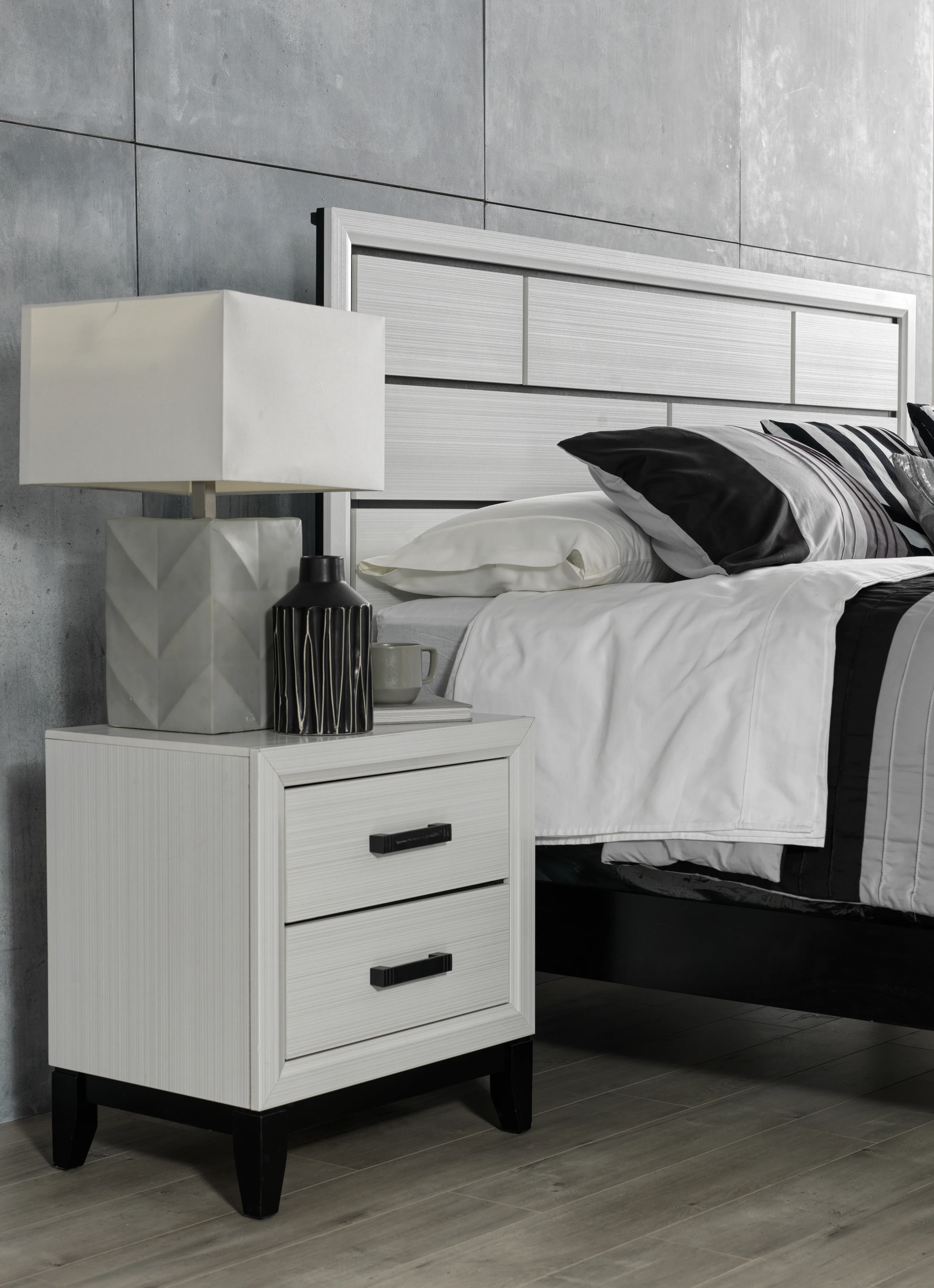 Fog Night Table - White, Black - Image 2