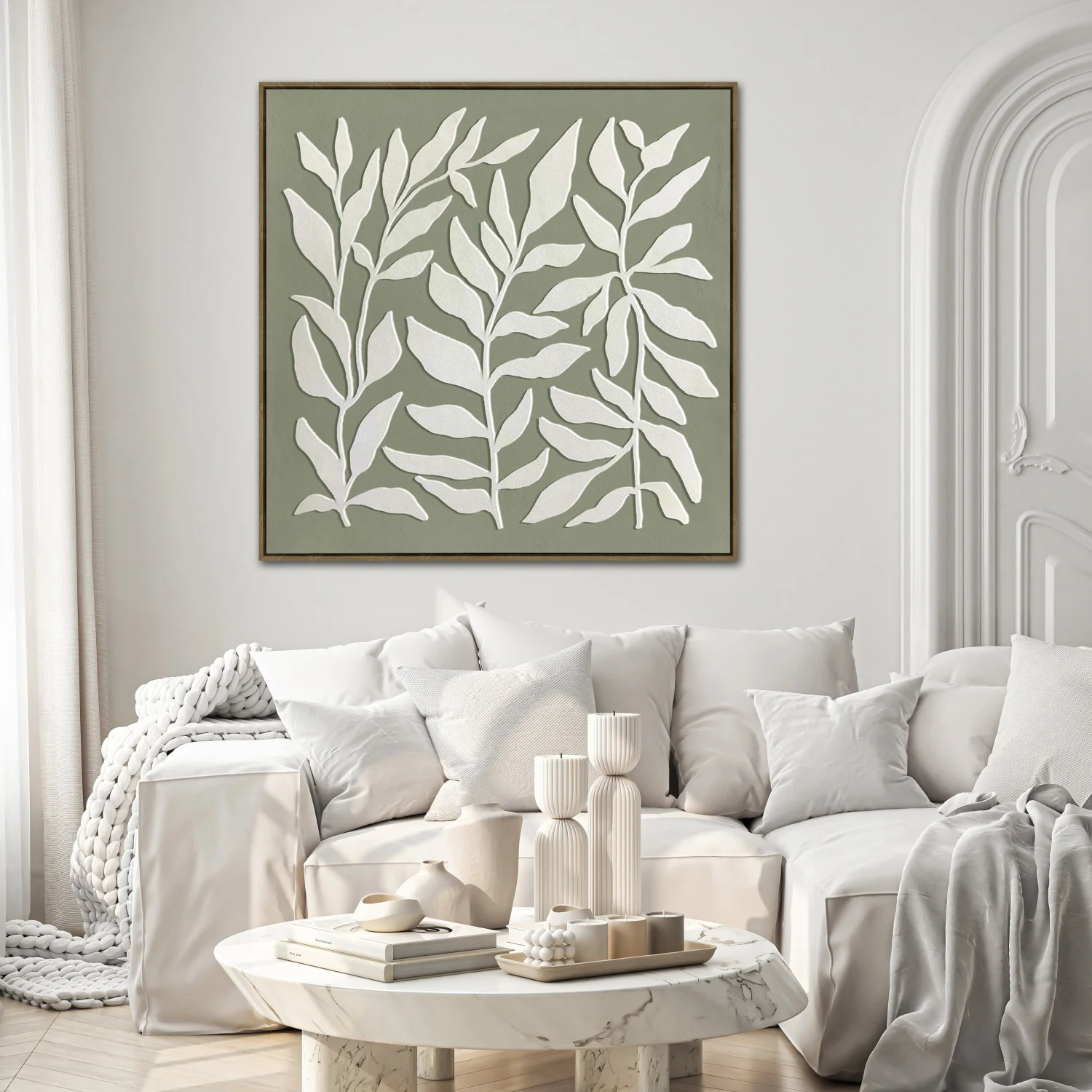 Foliage Rhythm Wall Art - White/Green - 40 X 40 - Image 2