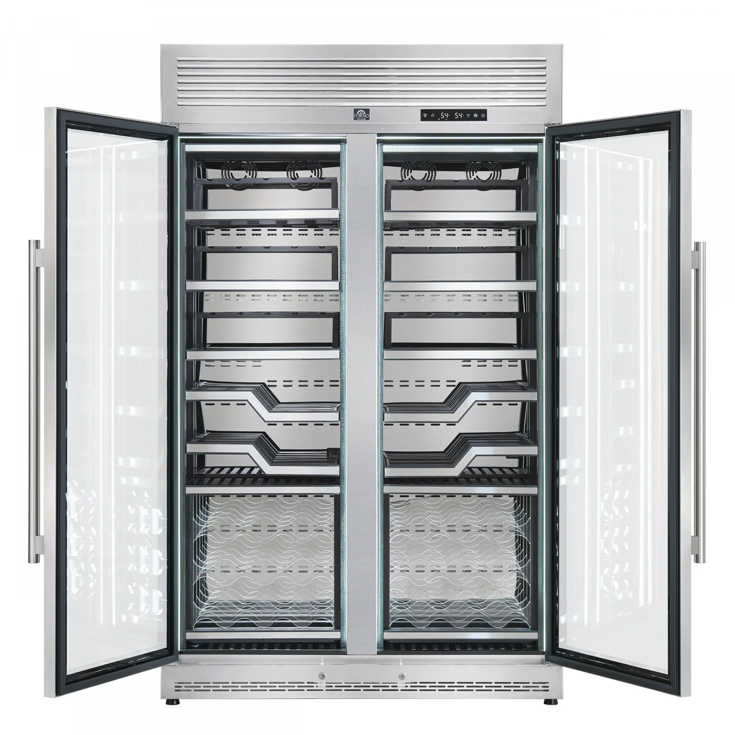 Forno Abruzzo 48" Stainless Steel 102 Bottle Dual Zone Wine Cellar with Clear Holders (24 Cu. Ft.) - FWCDR6611-48S - Image 2