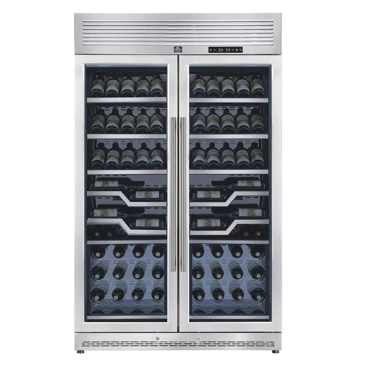 Forno Abruzzo 48" Stainless Steel 102 Bottle Dual Zone Wine Cellar with Clear Holders (24 Cu. Ft.) - FWCDR6611-48S - Image 3