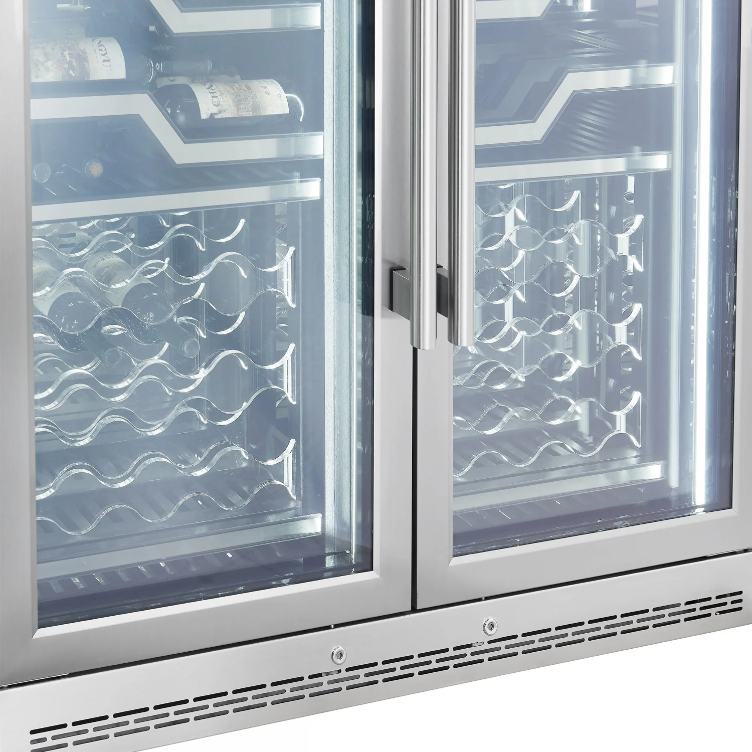 Forno Abruzzo 48" Stainless Steel 102 Bottle Dual Zone Wine Cellar with Clear Holders (24 Cu. Ft.) - FWCDR6611-48S - Image 5