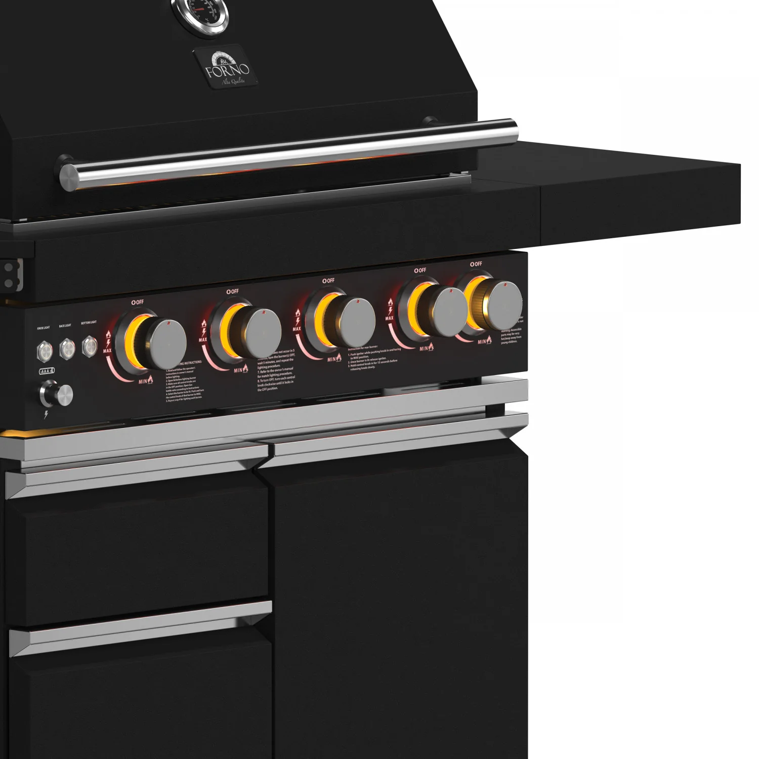 Forno All'Aperto Black Countertop Outdoor Kitchen with 62,600 BTU BBQ and Beverage Centre - FODKT2582BLK - Image 15
