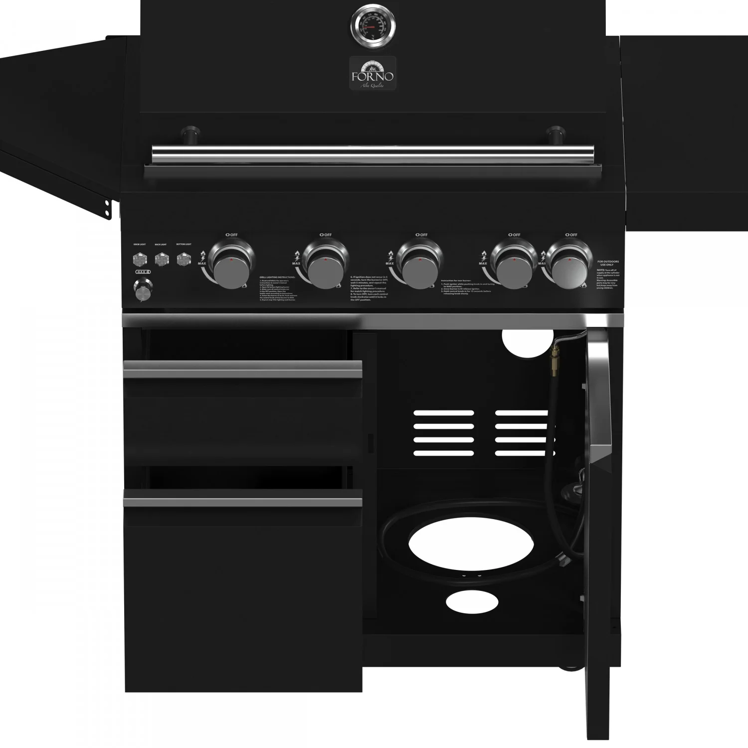 Forno All'Aperto Black Countertop Outdoor Kitchen with 62,600 BTU BBQ and Beverage Centre - FODKT2582BLK - Image 16