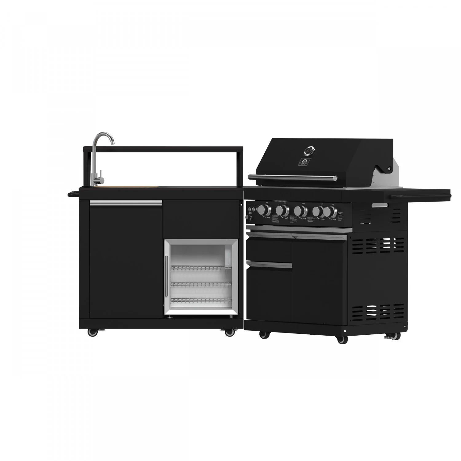 Forno All'Aperto Black Countertop Outdoor Kitchen with 62,600 BTU BBQ and Beverage Centre - FODKT2582BLK - Image 7