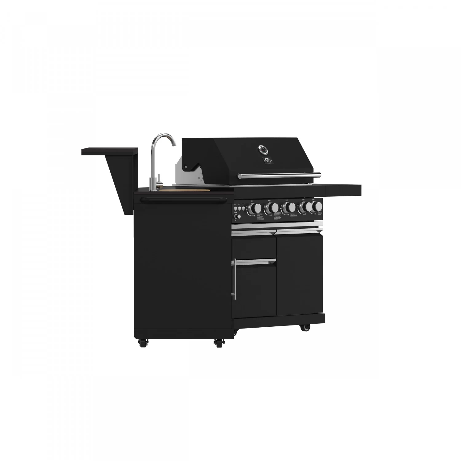 Forno All'Aperto Black Countertop Outdoor Kitchen with 62,600 BTU BBQ and Beverage Centre - FODKT2582BLK - Image 8